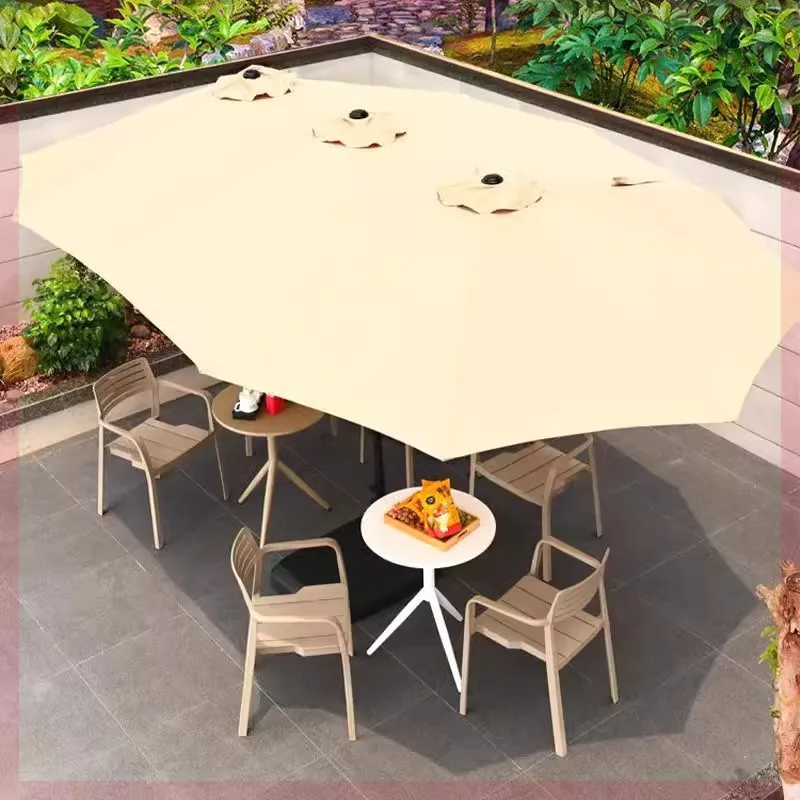 

Super large, outdoor, central column, three-headed umbrella, shading, courtyard, leisure, outdoor