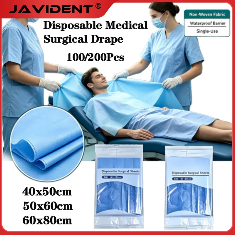 100/200pcs Disposable Surgical Drapes Surgical Sheet Blue Surgical Non-woven Sterile Sheet Pad Mat Waterproof Thick