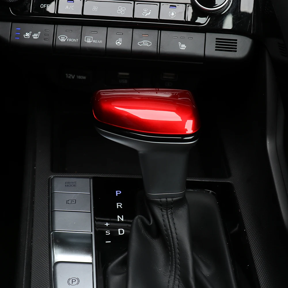 Rote Carbonfaser-Stil Schaltknauf-Abdeckung Zierleiste Innenraum-Zubehör für Hyundai Elantra CN7 N 2021-2025 LHD RHD – Detail 4