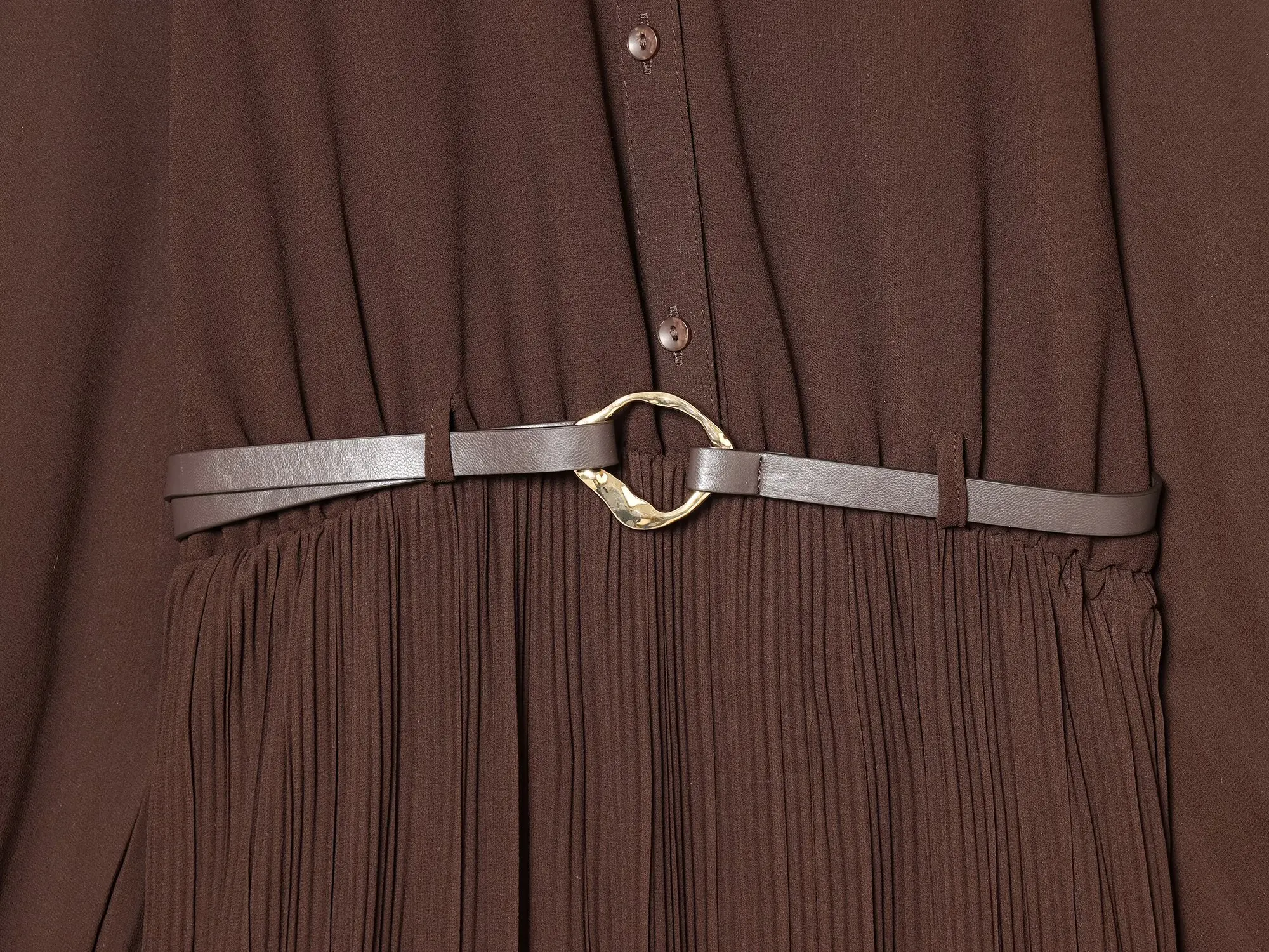 Women Shirt Dress With Belt Autumn Turn Down Collar Elastic Waistband Long Dress Pleated Hem Female Casual Chic Party Dresses