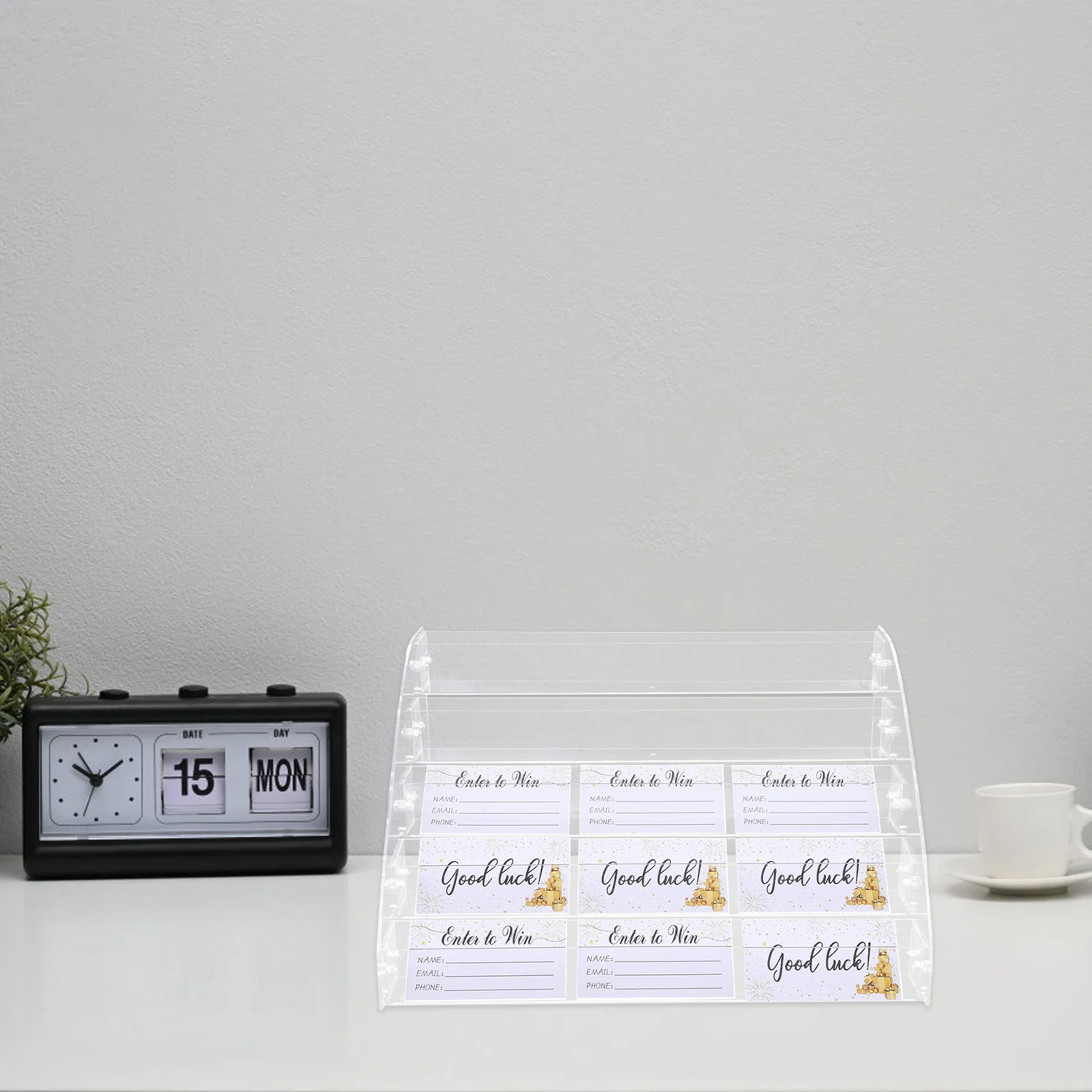 

Acrylic Display Stand 5-Layer Transparent Holder For Raffle Cards Brochures Greeting Tickets Desk Organizer Table Card