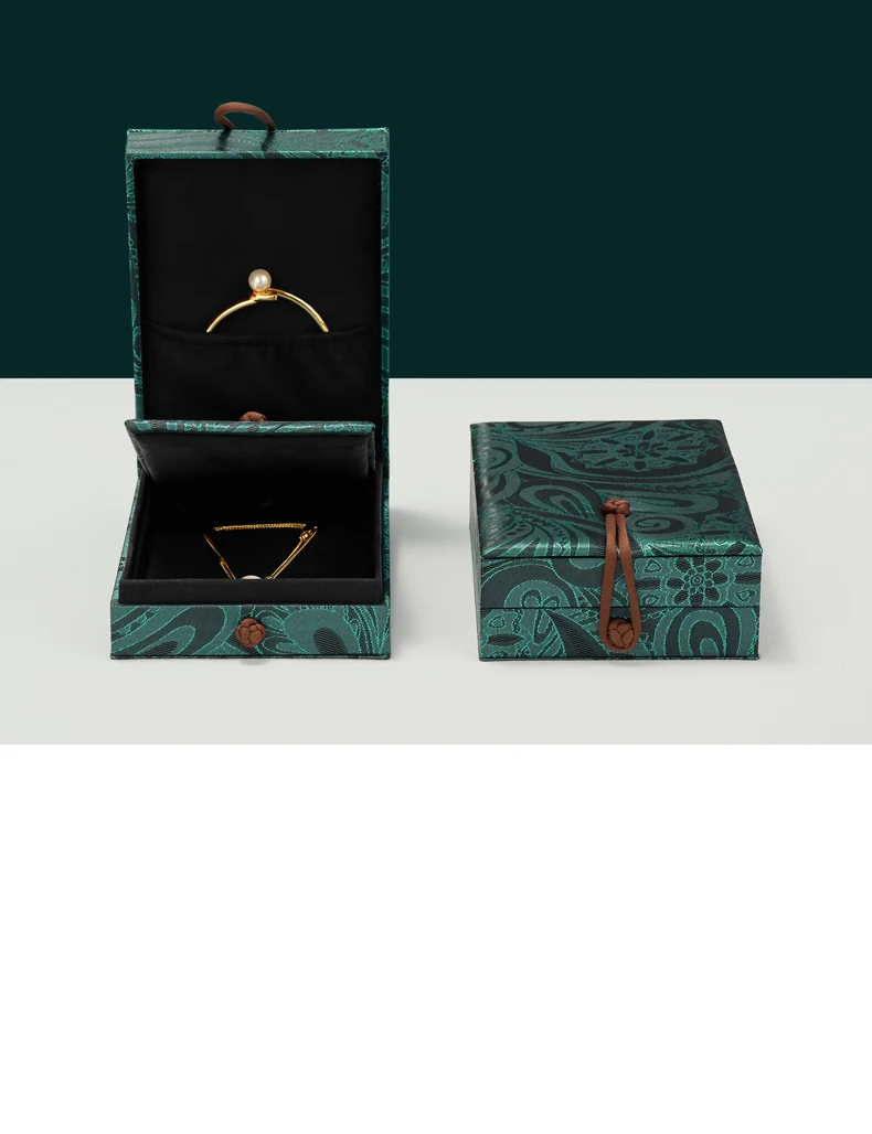 Oirlv Schmuckbox im chinesischen Stil, dunkelgrün, Schmuck-Organizer für Ringe, Ohrringe, Halsketten, Armbänder, tragbare Aufbewahrungsbox, Geschenkverpackung. – Detail 3