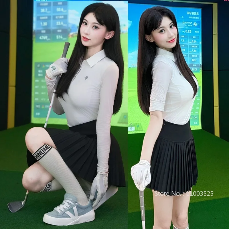 

SG Golf женские летние охлаждающие рубашки из ледяного шелка быстросохнущий топ с длинными рукавами женская плиссированная юбка тонкие шорты для гольфа с высокой талией