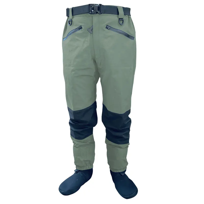 Breathable Stockingfoot Waist Hight Wading Pants 4 Ply Durable Waterproof Waders for Men Fly Fishing Hunting Kayaking Outdoors