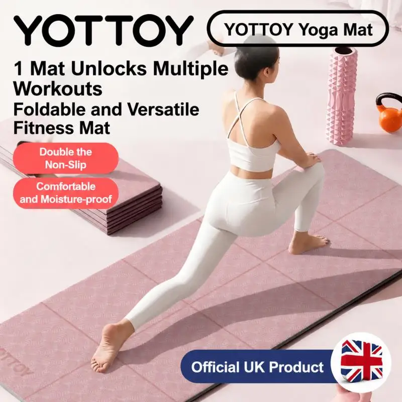 Foldable TPE Yoga Mat - Non-Slip Thick Cushion for Home Workout, Portable Sleeping Mat for Kids & Adults, Travel & Floor Use