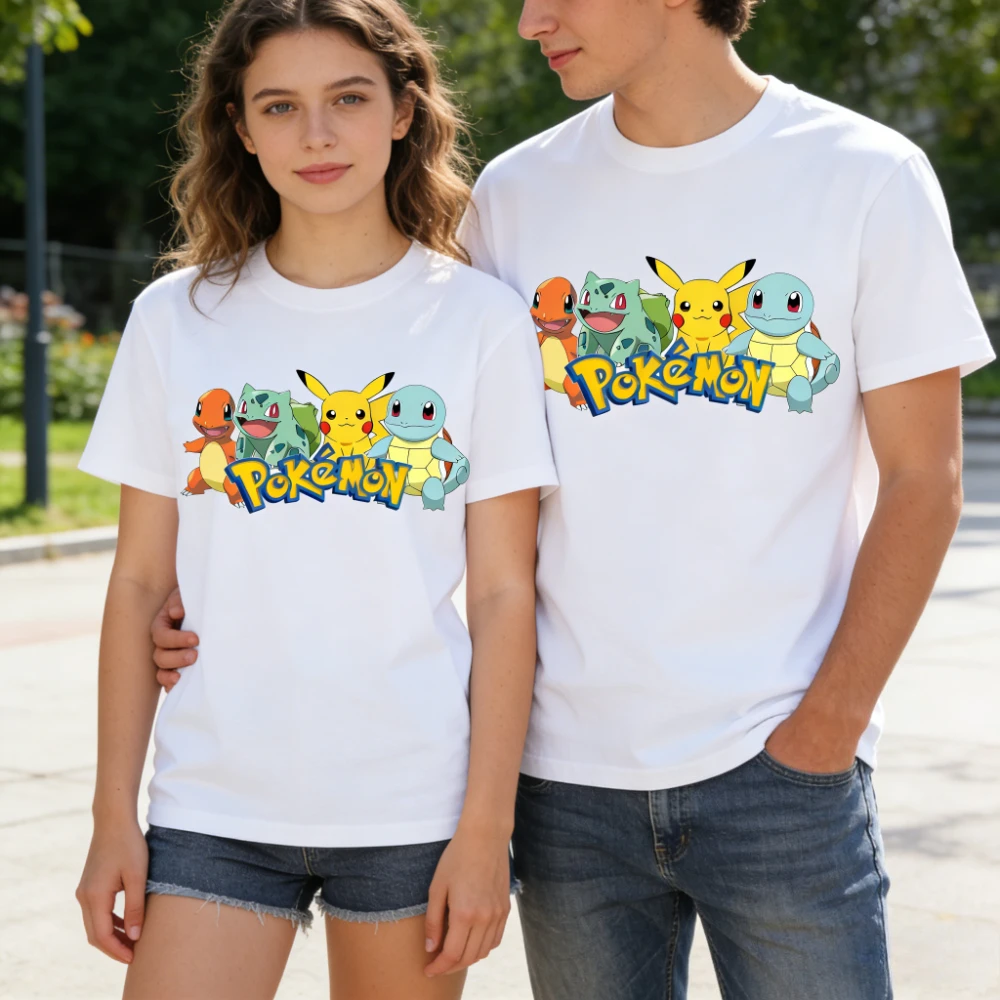 2026 Sommer Neues Pokemon-Print T-Shirt Unisex Lässiges Kurzarm-Shirt Sommer-Paar-Tops Streetwear Anime-Grafik-T-Shirts Vielseitig