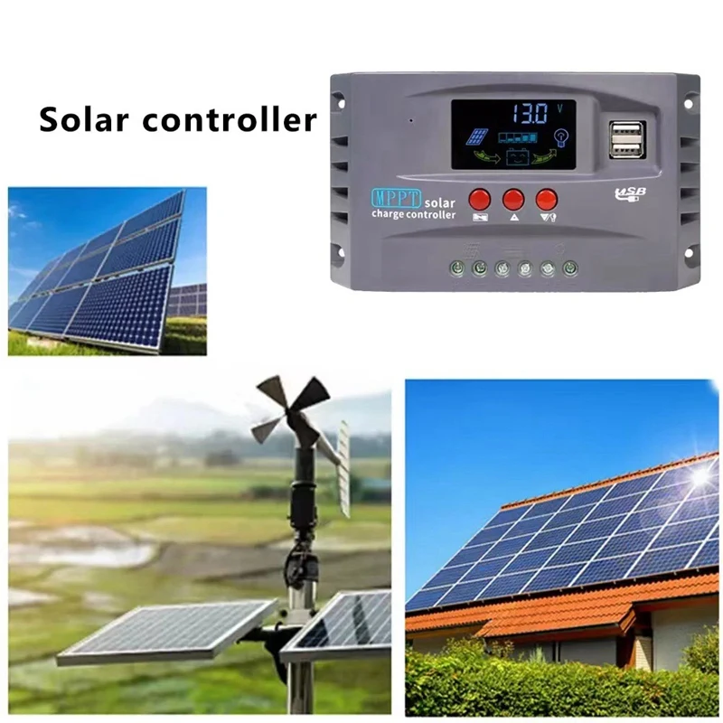 12V 24V MPPT Solar Charging Controller Smart Display Dual USB Voltage Stabilizing Controller Protection