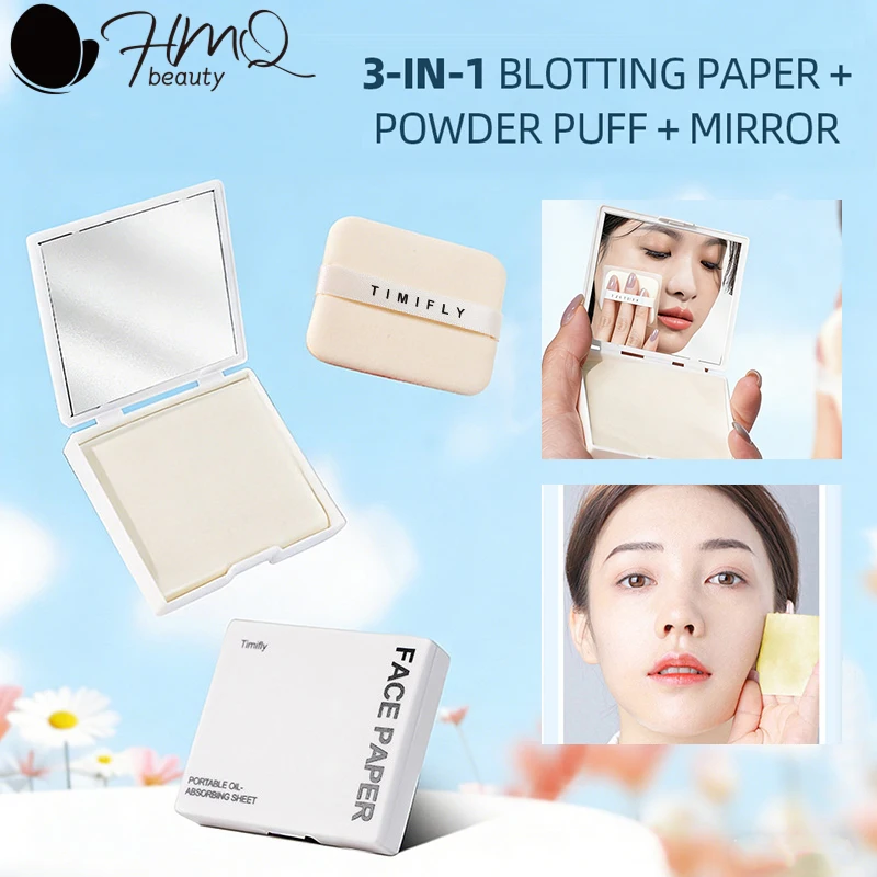 

300/100pcs Oil Blotting Papers with Mirror Matting Face Wipes Facial Oil Absorbing Sheets Portable Storage Box for Women Travel