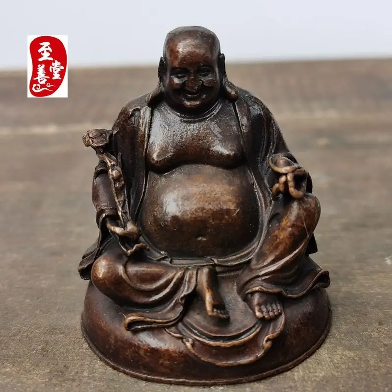 Retro Sitting laughing buddha maitreya buddha Ornament Decoration Tea Pet Figurines Desk Decor Accessories