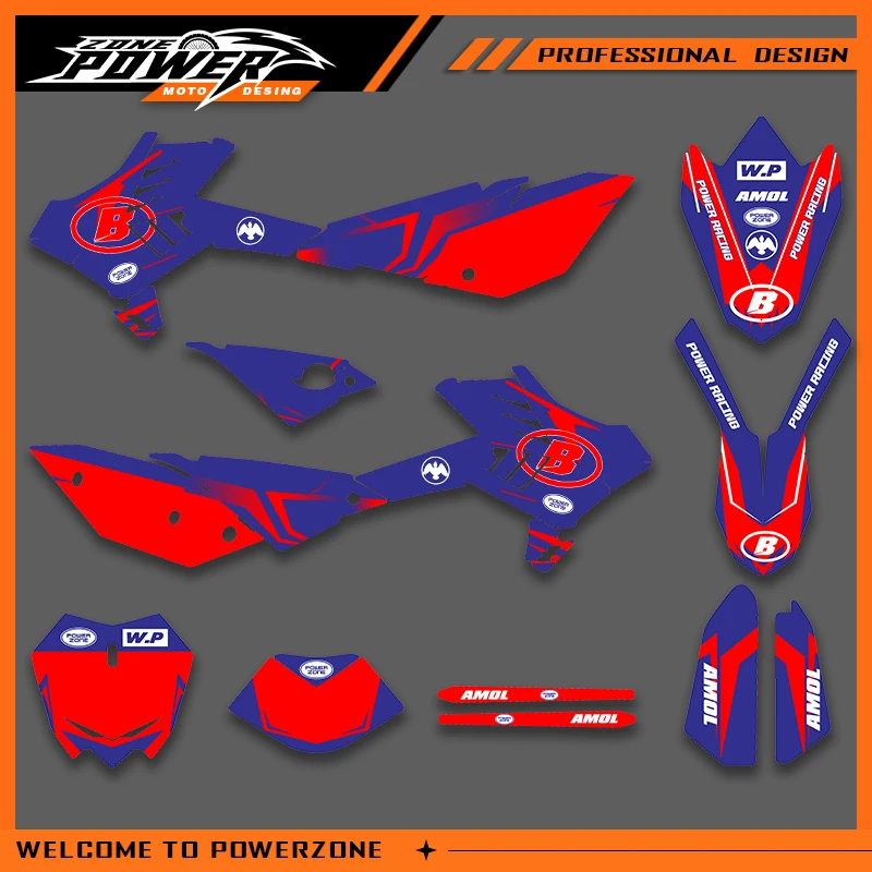 

POWERZONE мотокросс команда графический фон наклейки наборы наклеек для BETA RR 2010 2011 2012 LC 2010-2018 индивидуальный номер 01