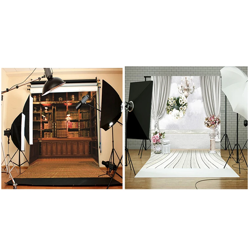 2 Pcs Backdrop Prop Curtain Backdrop Studio Flower Photo Photography Floor Background, 5X7FT & 3X5FT