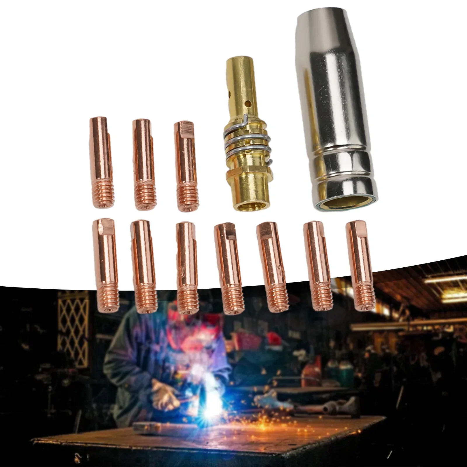 Professional M6 Tip Holder Kit with 12 pcs MB15 MIG Welding Nozzle Shroud Contact Tips 0 8mm Optimal Welding Experience