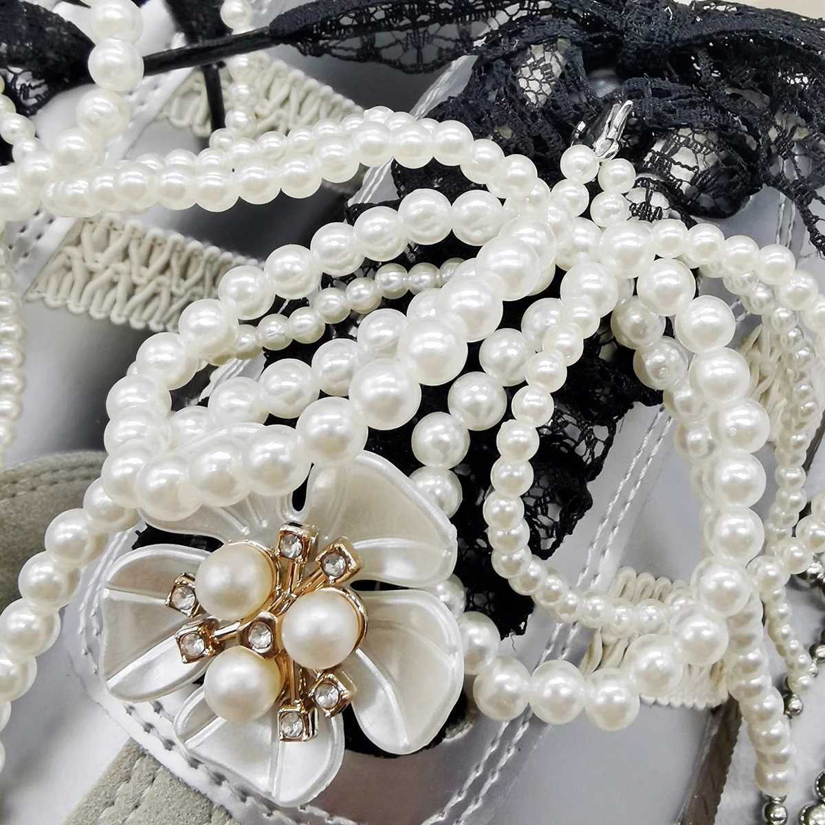 6 قطعة أربطة الحذاء الدانتيل ديكور الباروك فو اللؤلؤ القوس الأحذية المعلقات زينة زهرة رباط الحذاء مقاطع اكسسوارات سوان أبازيم الأحذية