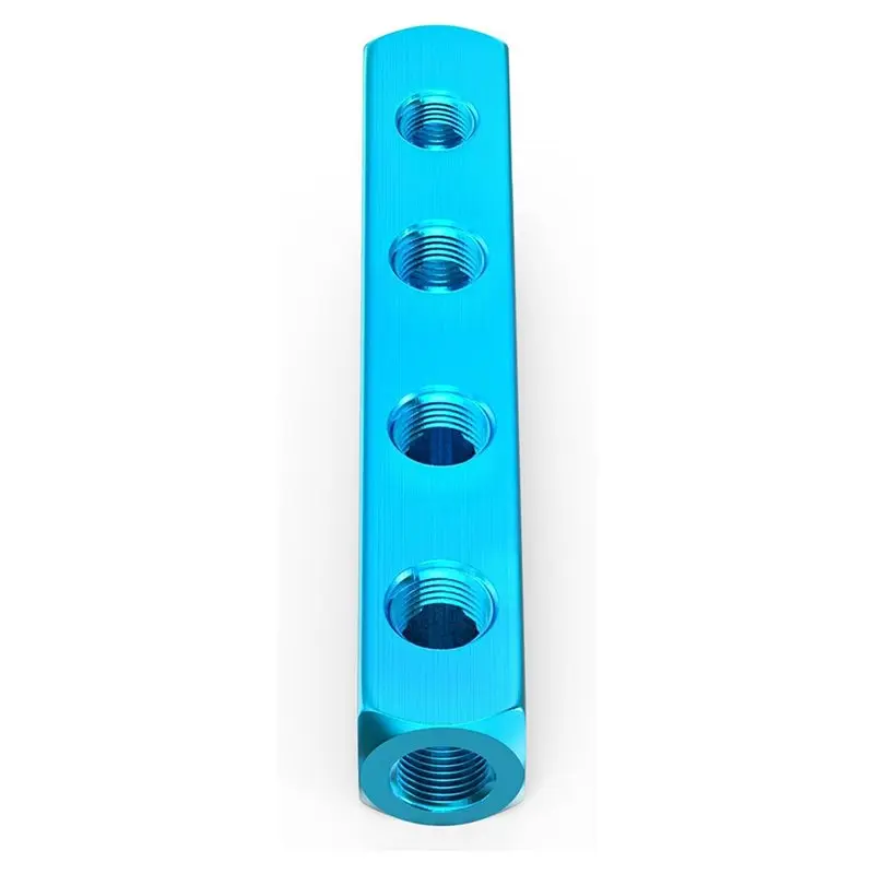 A25I-Aluminum Air Distribution Block 4Pcs 4 Way 7 Port Air Compressor Manifold,1/4