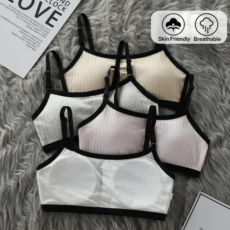 Threaded cotton high school underwear for girls, Korean version without steel ring, large chest display, vest for primary and hi