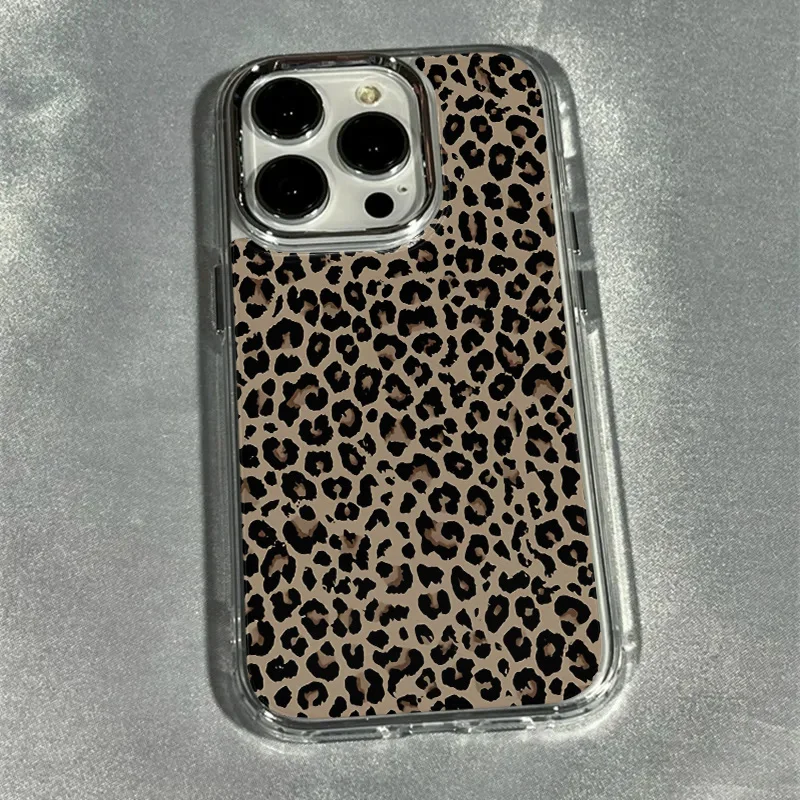 

Leopard print design phone case for iPhone 17 16 15 14 13 12 11 Pro/ Max/Plus shock-proof rear cover anti-fingerprint