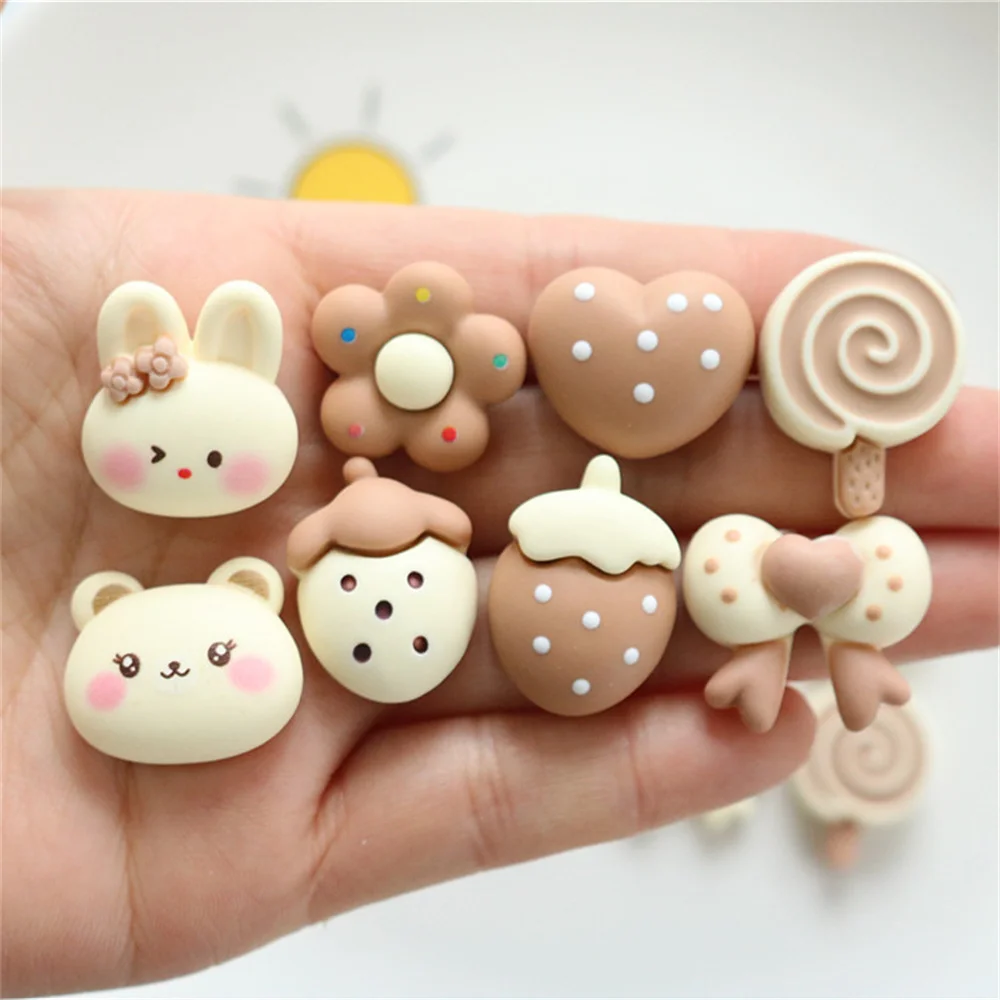 10-20Pcs Cute Cartoon Resin Applique Strawberry Bowknot Flower DIY Hairpin Garment Shoes Buckle Jewelry Accessory Phone Ornament