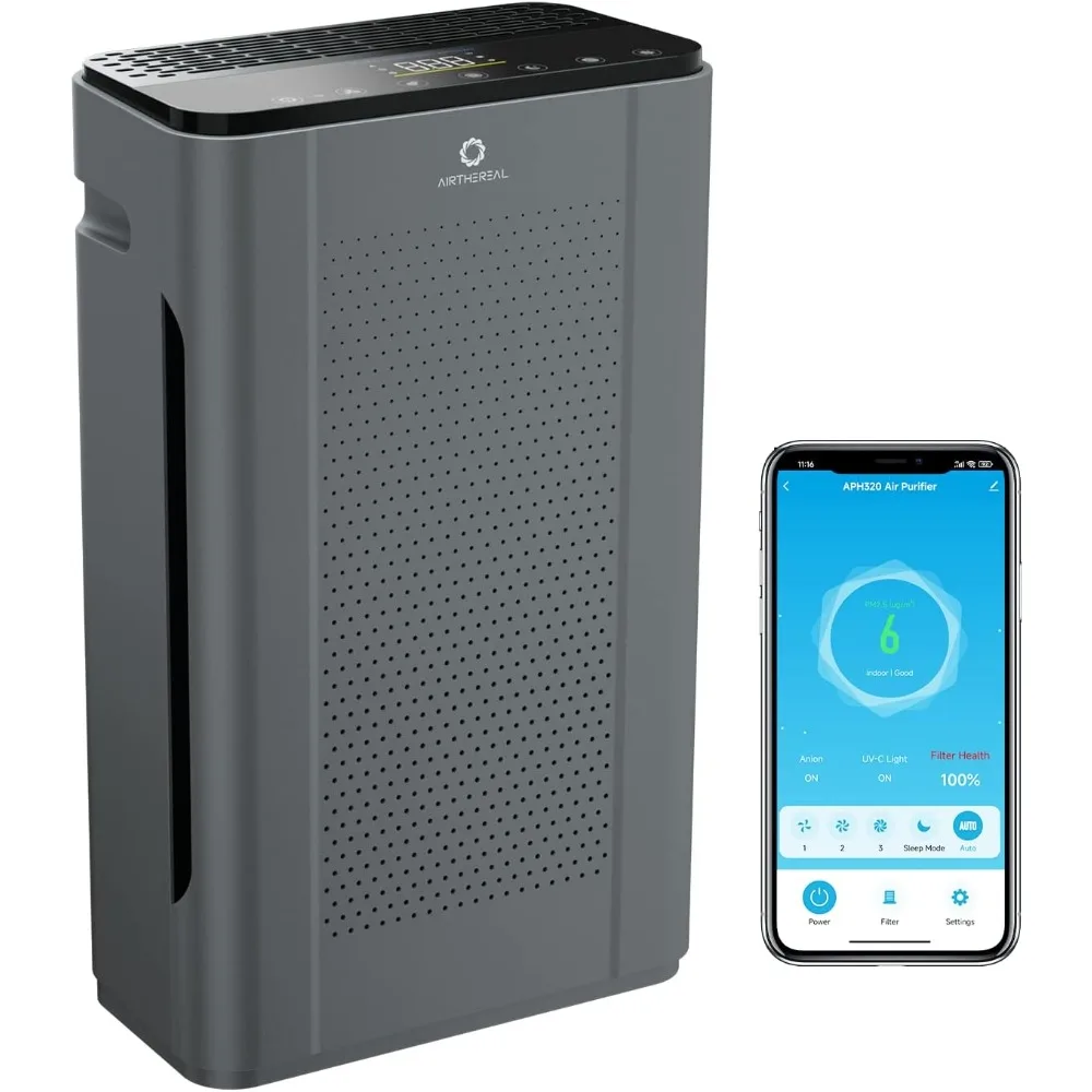 

APH320 WiFi Air Purifier for Home, Large Room - H13 True HEPA Filter, UV-C, Anion Function and Smart Auto Mode - Removes