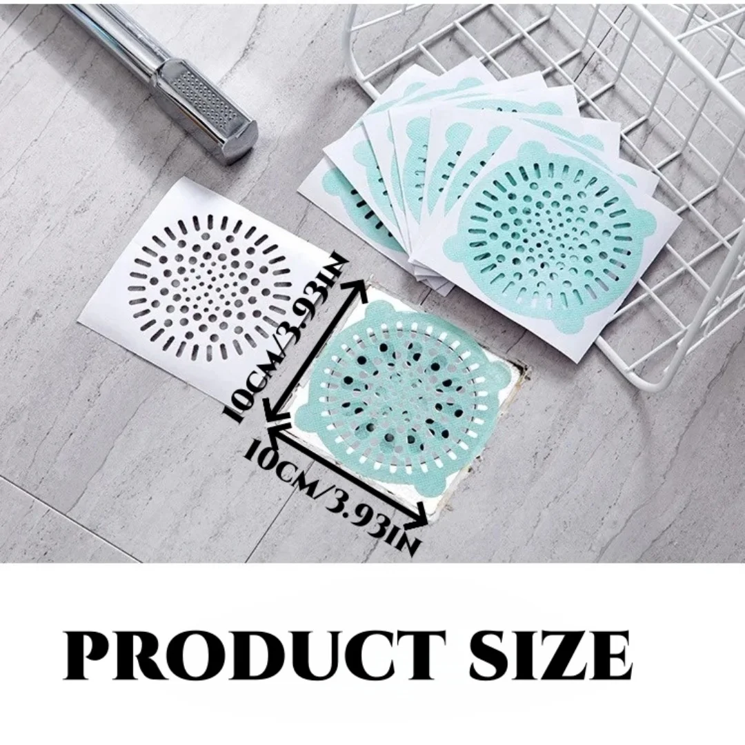 50pcs 10x10cm Disposable Floor Drain Stickers Anti-blocking Filter Floor Drain Mesh Sticker Hair Catcher Stopper Shower Drain view 2