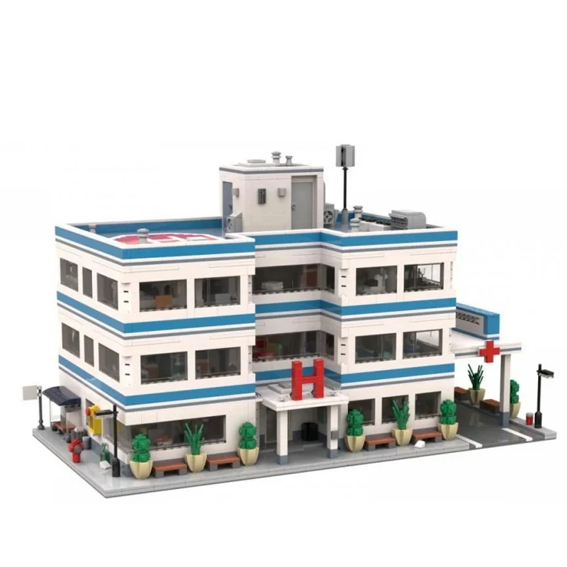 MOC-City Hôpitaux Modernes Modulaires, 5624 Pièces, Idées Créatives, Jouet pour Enfant, décennie s Cadeaux de Noël