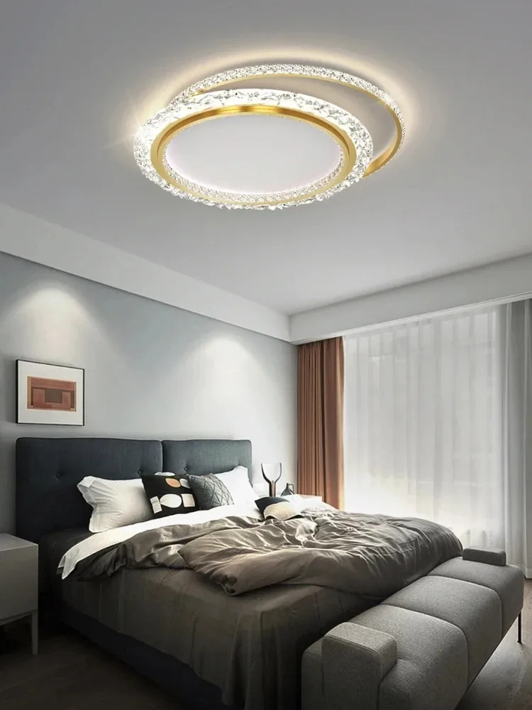 

Modern Round Led modest Ceiling Lamps For Bedroom Kitchen Golden Crystal Luxury Chandeliers Study bathroom Ceiling chandelier