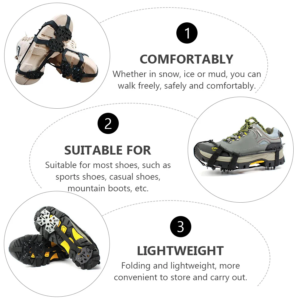 

24 Teeth Ice Cleats Non Slip Steel Shoes Covers PP Webbing Traction Snow Claws Climbing Gear Foldable Lightweight