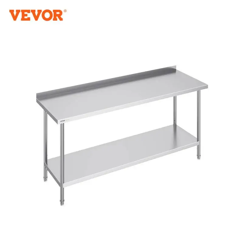 VEVOR 24 x 72 x 36 Inch Stainless Steel Work Table Commercial Food Prep Worktable Heavy Duty Prep Worktable Metal Work Table