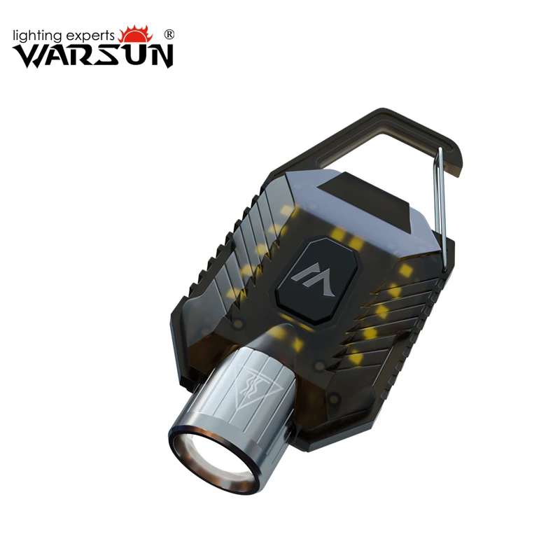 Warsun-Llavero con linterna tipo C, batería recargable, aleación de aluminio, PC, 800Lm, portátil, advertencia, iluminación exterior, luz de