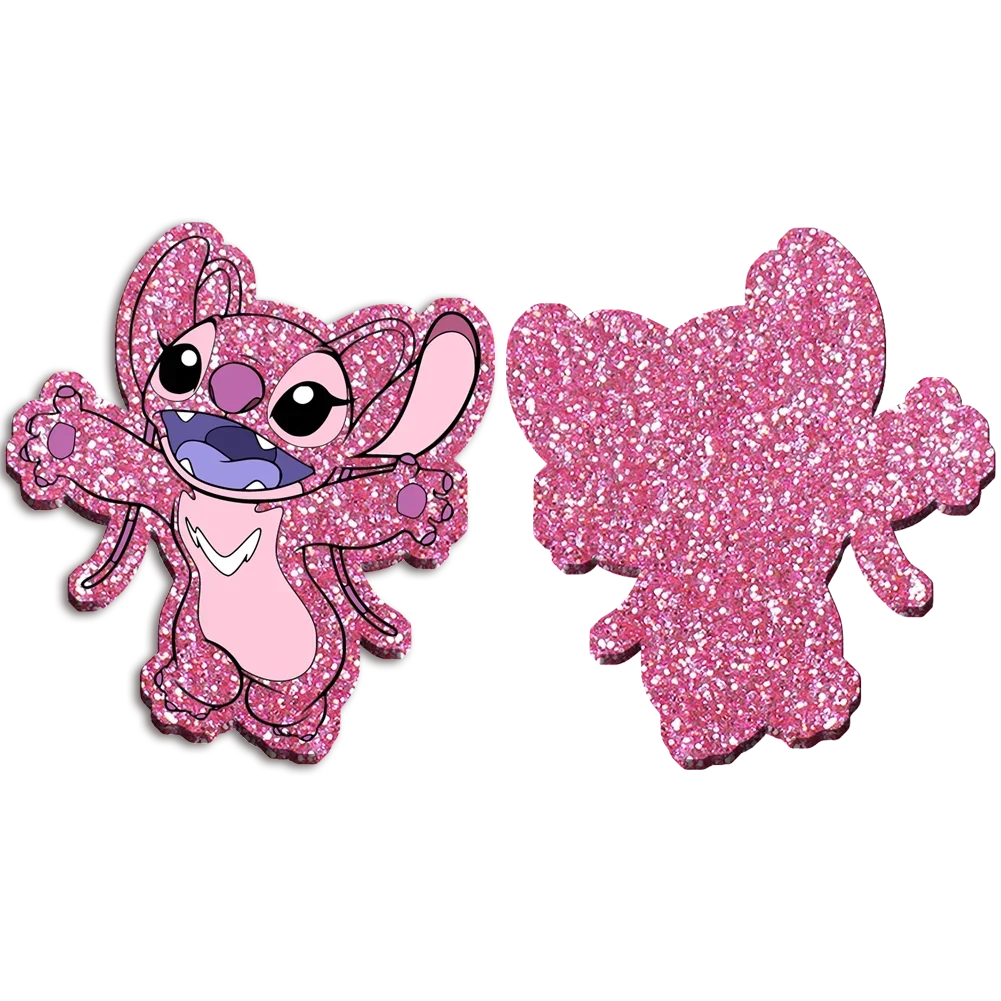 Disney ponto ângulo glitter acrílico flatback cabochão scrapbook carretel crachá para diy caso de telefone arco de cabelo artesanato suprimentos