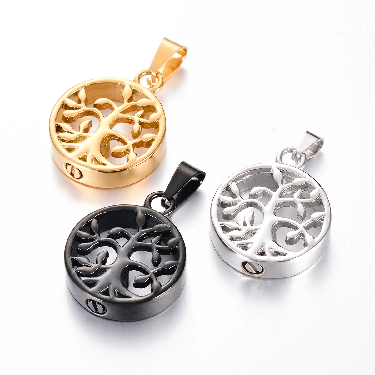 Life Tree Stainless Steel Ash Memorial Necklace Urn Pendant Keepsake Cremation Jewelry