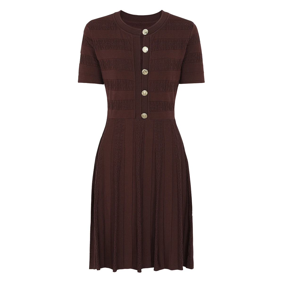 

26141 Hot Selling Ladies Short Sleeve Dress Premium Knitted Fabric Heavy Workmanship Round Neck Slimming Summer Outfit