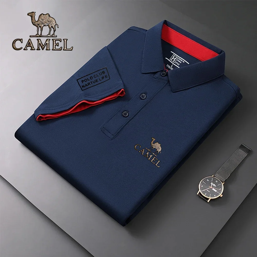 2024 Authentic Camel Logo  Shirt High Quality Men's Short Sleeve Breathable Top Business Casual Polo-shirt Street Pop Polo