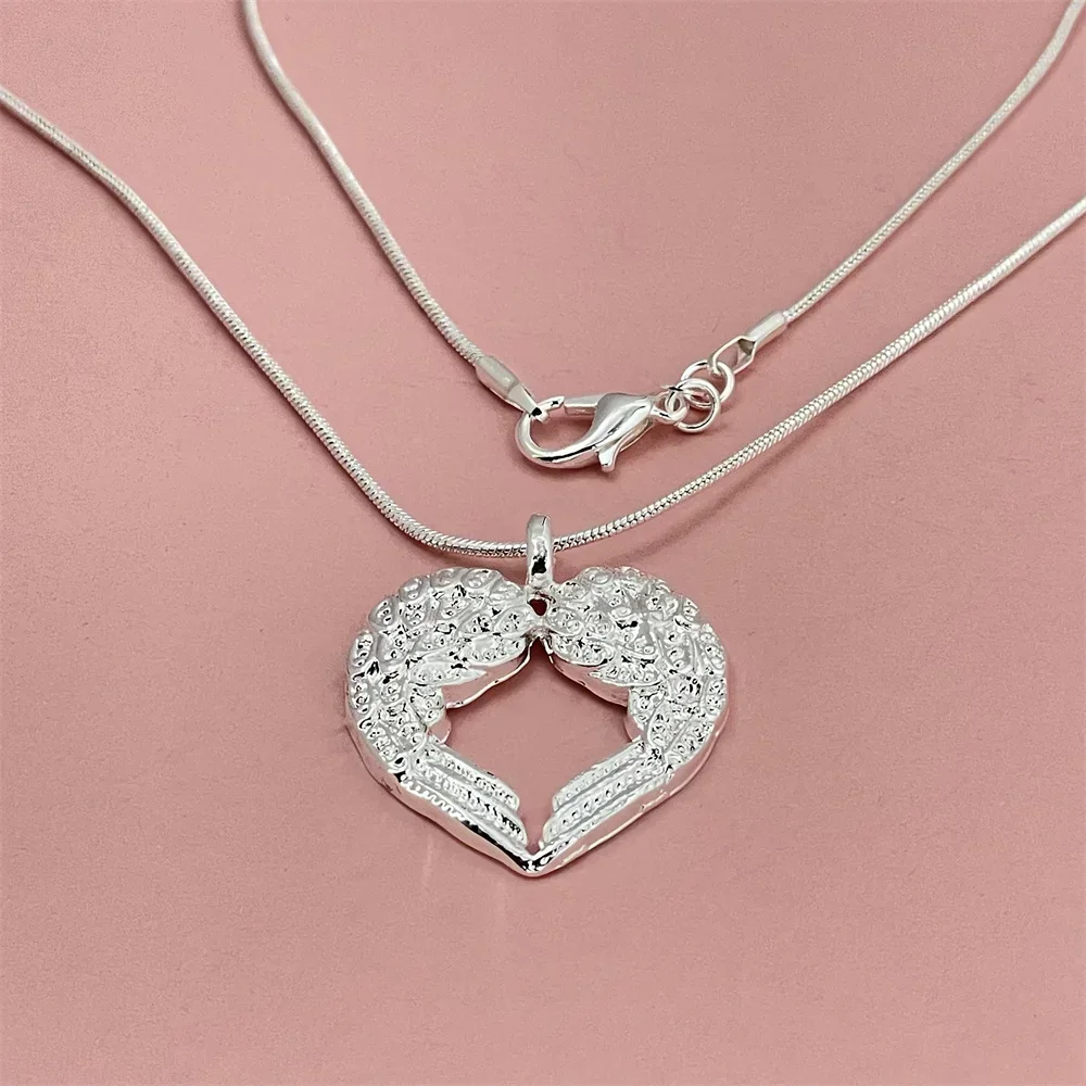 2024 New Design 925 Sterling Silver Snake Chain Heart-Shaped Pendant Necklace For Men And Women Wedding Engagement Party Gifts image 3