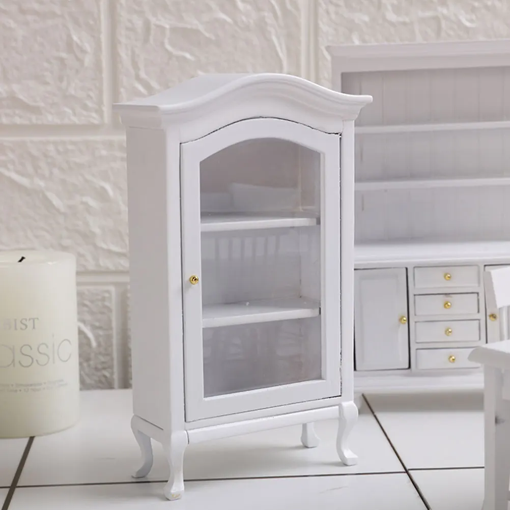 1:12 Handmade Miniature Cabinet Model Furniture Figure Dollhouse Mini Miniature Ornament Cabinet Model White Color