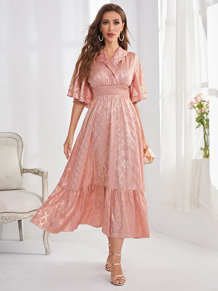 BM21-097Middle East European and American Spring Fashion Arab Dress Leaf Puff Sleeve Sweet Wedding Bridesmaid Dress