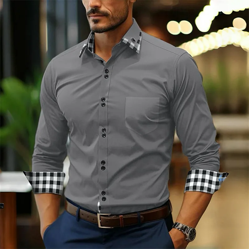 Men\'s shirt 2024 Explosion classic buckle shirt 12 color business office shirt shirt shirt pocket decoration oversized size