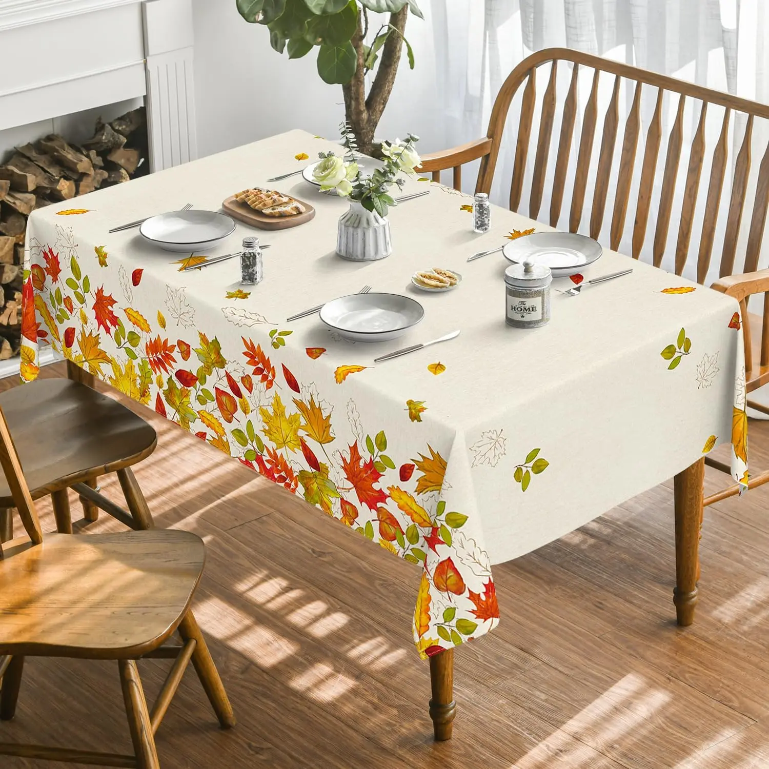 Autumn Maple Leaves Rectangle Tablecloth Holiday Wedding Party Decor Thanksgiving Fall Harvest Table Cover for Dining Room Decor