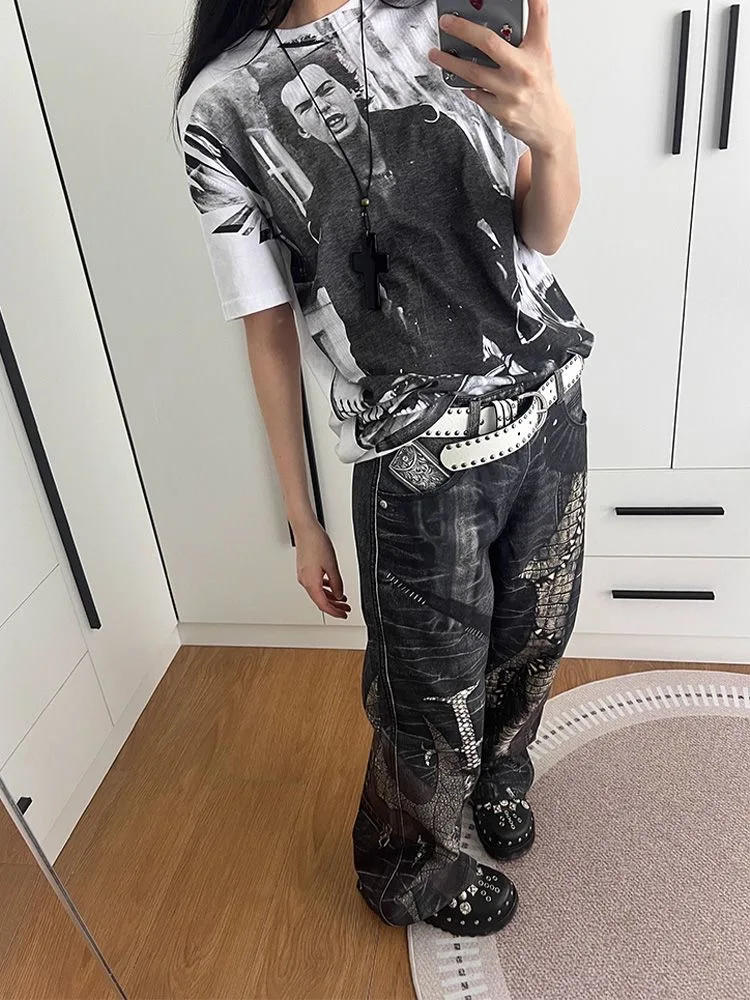 Retro hoog getailleerde dames uitlopende jeans mode straat rechte jeans broek 2026 lente nieuwe dames Y2k jeans