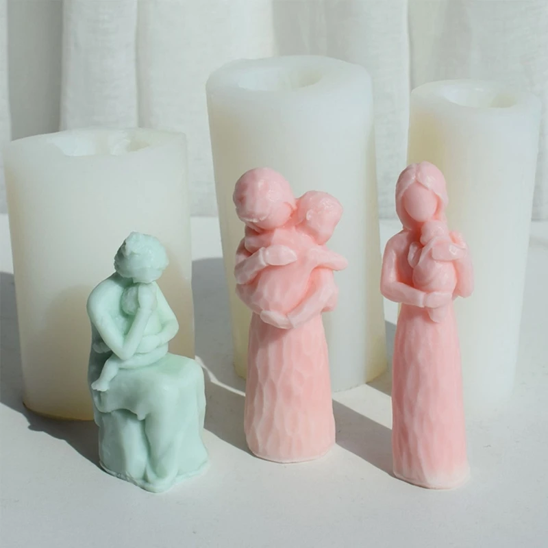 Clay Moulds DIY Crafts Mold Mother Hug Kid DIY Hand-Making Tool for Candle A0KC