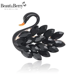 Beaut&Berry Beautifully Rhinestone Swan Brooches for Women Animal Pins Friends Party Gifts Banquet Jewellery Accessories