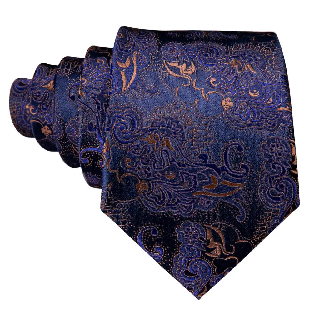 Barry. wang blaue Seide Herren Krawatte Taschentuch Manschetten knöpfe Set Marine Royal Sky Pfau See blaue Krawatte für männliche Hochzeit Business Party Event – Detail 5