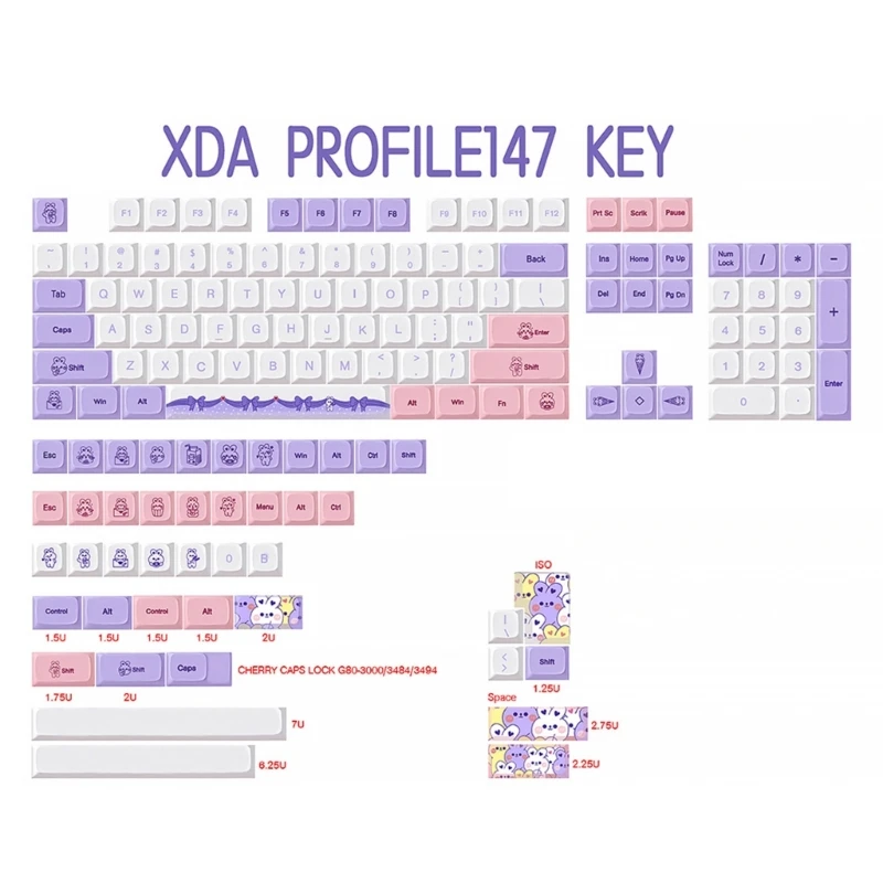 

2023 New 147pcs PBT Keycap XDA Profile Custom DYE-SUB Keycap for GK61 64 68 96 126 Layout Cherry MX Switch Mechanical Keyboard