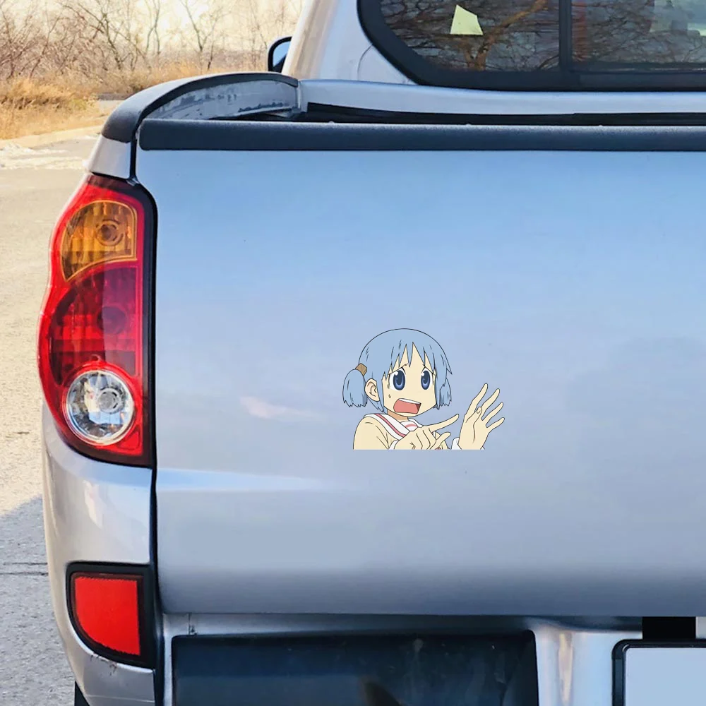 EARLFAMILY 13cm x 9.7cm for Cute Loli Peek Windows Anime Windshield Surfboard Car Stickers Cartoon RV Personality Creative Decal