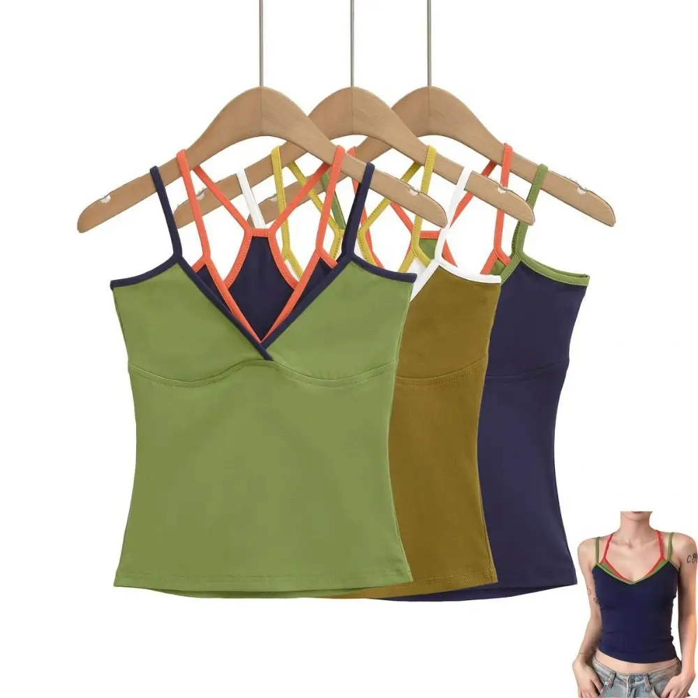 New False Two-piece Camisole Vest Slim Fit Sexy Design Crop Top Strappy Inner Layer Top Summer