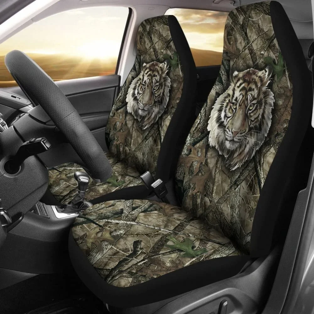 Camo Tiger Car Seat Covers Amazing Gift Ideas,Pack of 2 Universal Front Seat Protective Cover