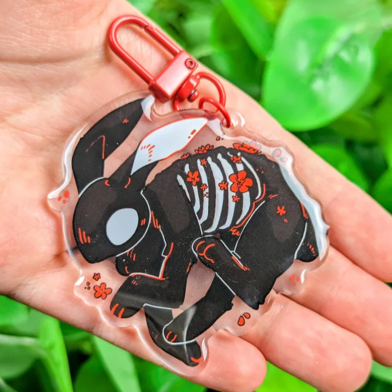 Skeleton Bunny Acrylic Keychain Cute Halloween Party Favour Bag Tag Customizable DIY Party Favors Supplies