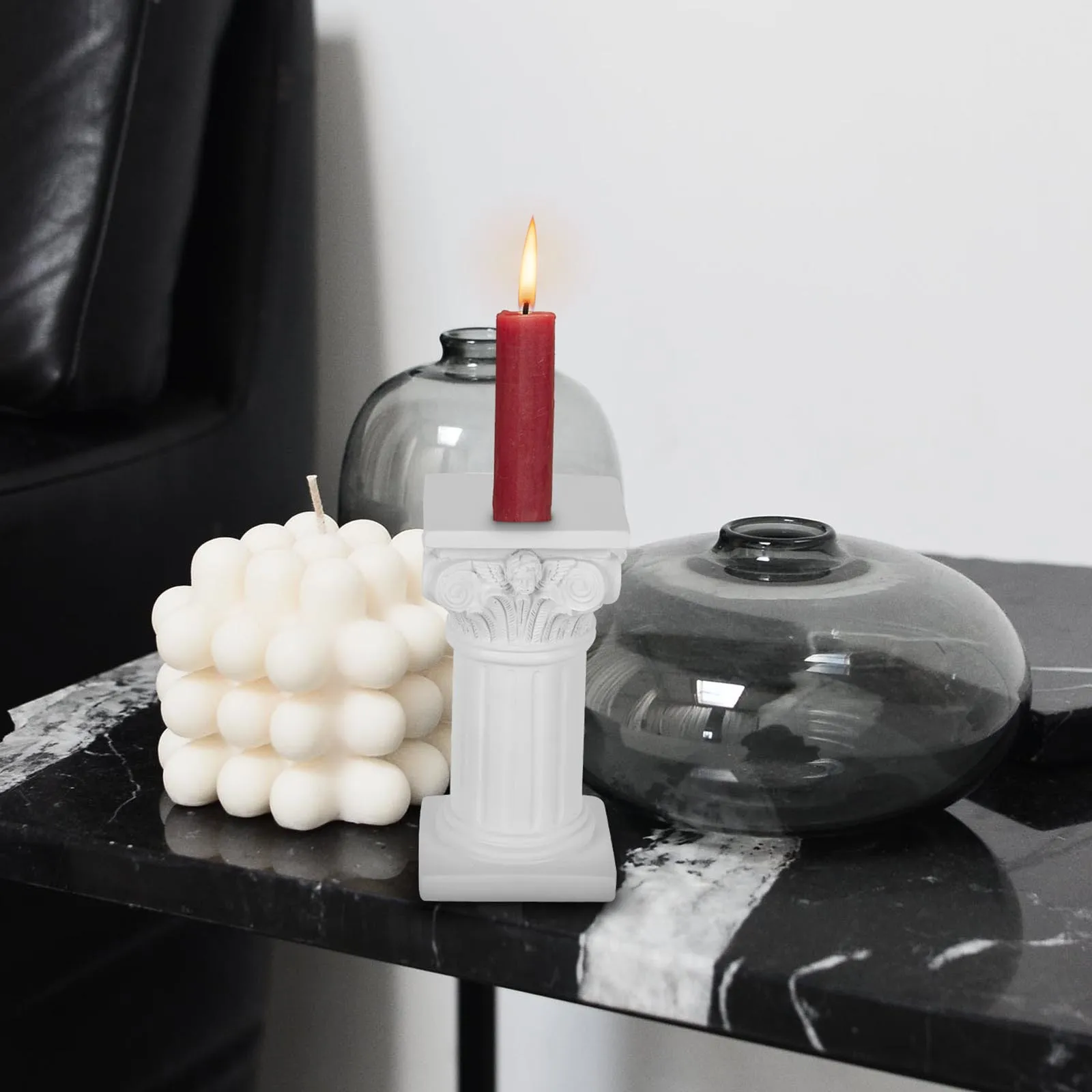 

Creative Resin Roman Column Candlestick Delicate Home Decor White Stylish Adornment Delicate Candlestick Home Adorn