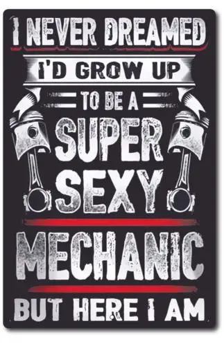 Metal Garage Sign Funny  Female Sexy Mechanic Hourly  Labor Rates  Vintage Look