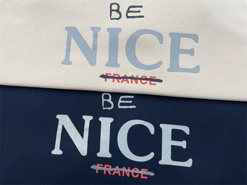 New 2023 Luxury Men Be Nice France Washed Ripped Pullover Hoodies Hoody Hooded Sweatshirts Velvet Cotton Drake Kanye Fleece #704