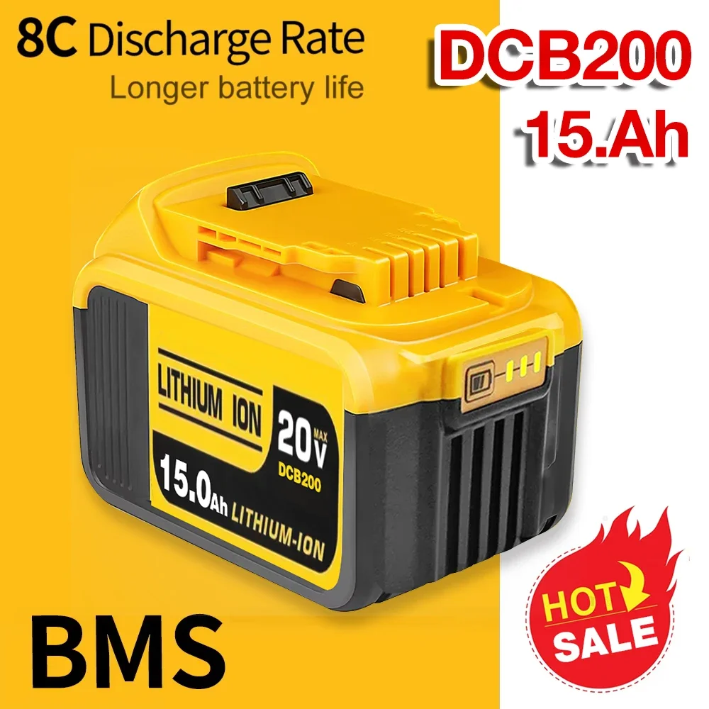 New 100% Original 15000mAh 20V for Dewalt Power Tool Battery DCB206 20V 15.0Ah Battery DCB206 20V Battery DCB205 DCB204-2